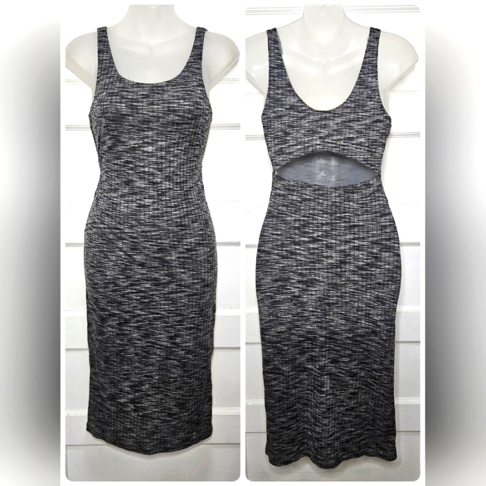 Express Midi Heather Grey Bodycon with Cut in Back Sz Xs